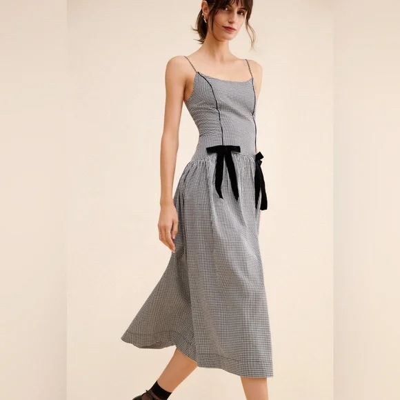 NWT Damson Madder Persephone Midi Dress in Black Gingham UK 16 / US 12 - Picture 12 of 16